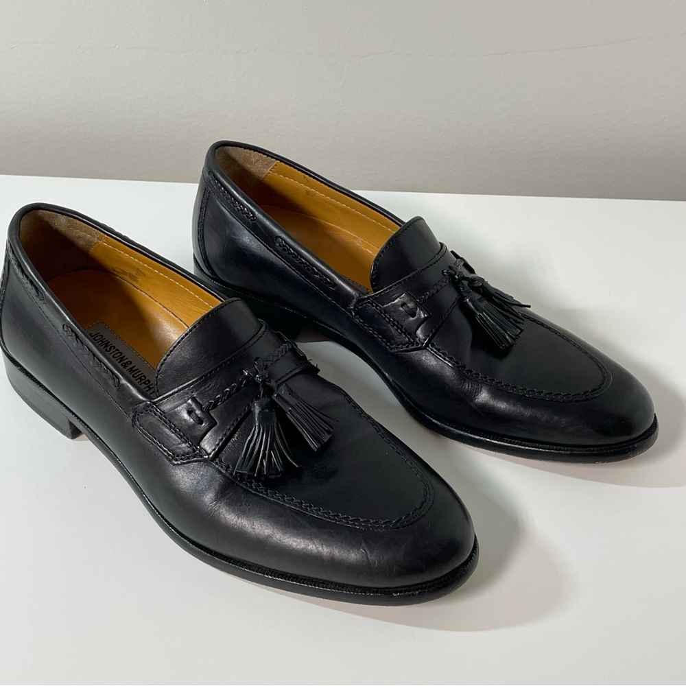 Johnston & Murphy Black Kiltie Tassel Loafers Size 8.5